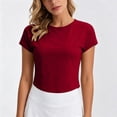 thumbnail image 2 of Jinhomg Women's Summer Open Back Tops Criss Cross Cut Out Backless Tee Short Sleeve Casual T Shirt Red XL, 2 of 8