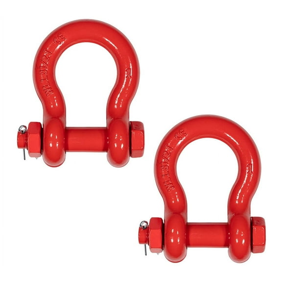 2 Pack 1" Anchor Shackle Forged Carbon Steel w/ Safety Screw Pin Load Limit 17,000 lbs, Double Rust Protection Heavy Duty D Ring Bolt Type Shackle for Towing, Rigging