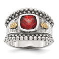 thumbnail image 5 of Sterling Silver Two Tone Silver And Gold Plated Sterling Silver w/Garnet Ring Size 7, 5 of 6
