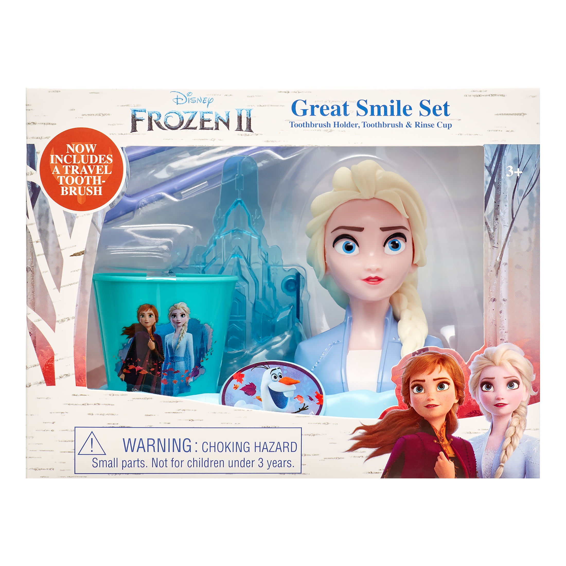 Anesthesie maak een foto Schots Disney Frozen II 3-Piece Great Smile Elsa Toothbrush and Holder Set -  Walmart.com