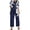 Blue, variant on 3 Piece Outfits for Women Slim Long Sleeve Cardigan Sleeveless Top Wide Leg Pants Casual Sets for Wedding Guest Party