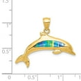 thumbnail image 3 of 14k Yellow Gold Imitation Opal Dolphin Pendant, 3 of 4