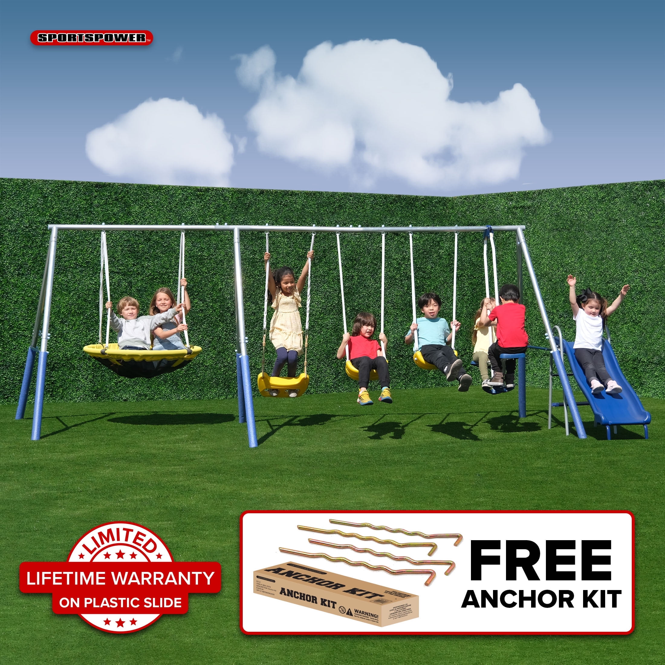 Vuly 360 Pro Max C3 - 3 Bay Swing Set Backyard Metal Swing Set