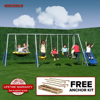 ⑧ ma 様 swing Sportspower Outdoor Super 8 Fun Metal Swing Set with 6' Heavy Duty