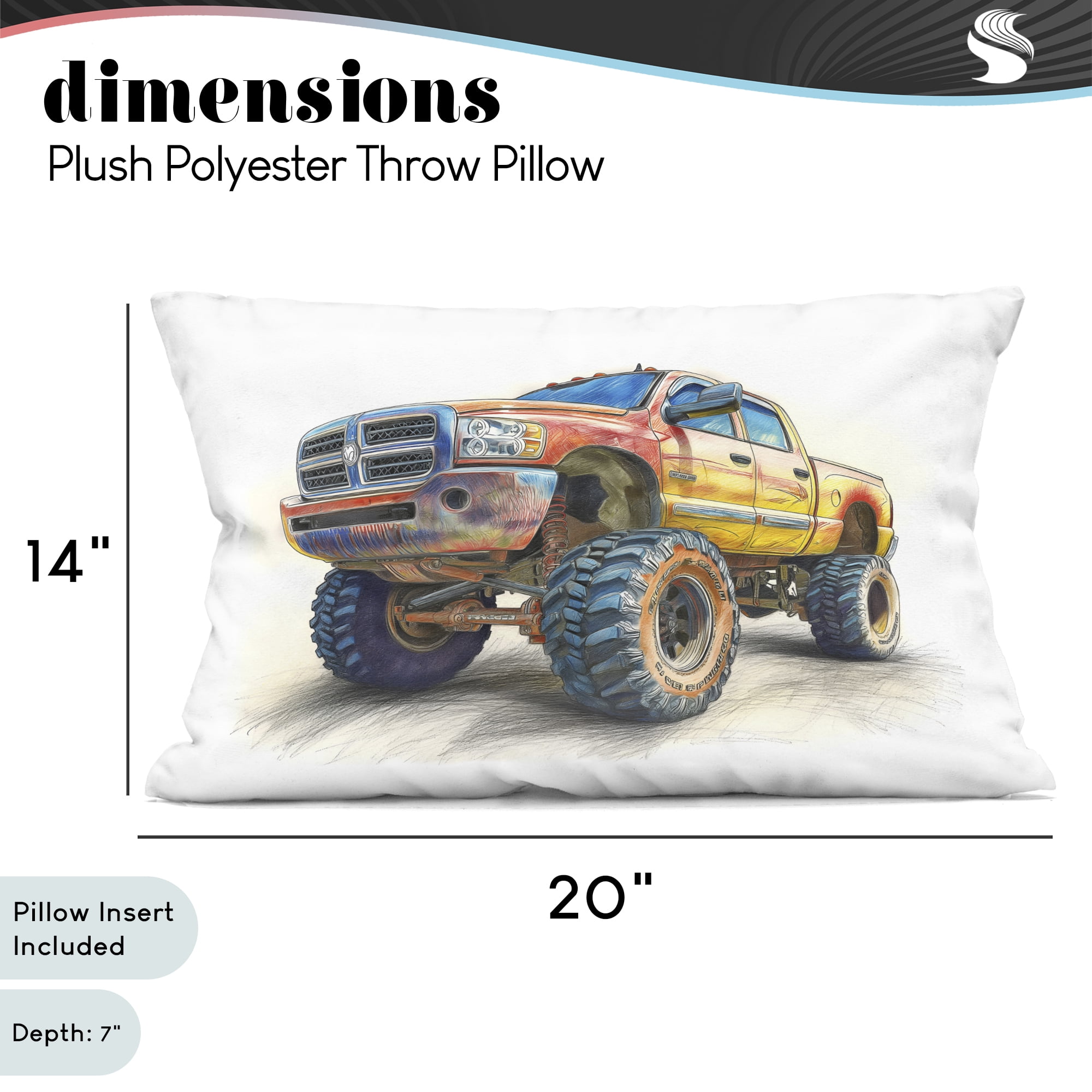 Stupell Industries Lifted Offroad Truck Decorative Printed Throw Pillow, design by Steve Hunziker