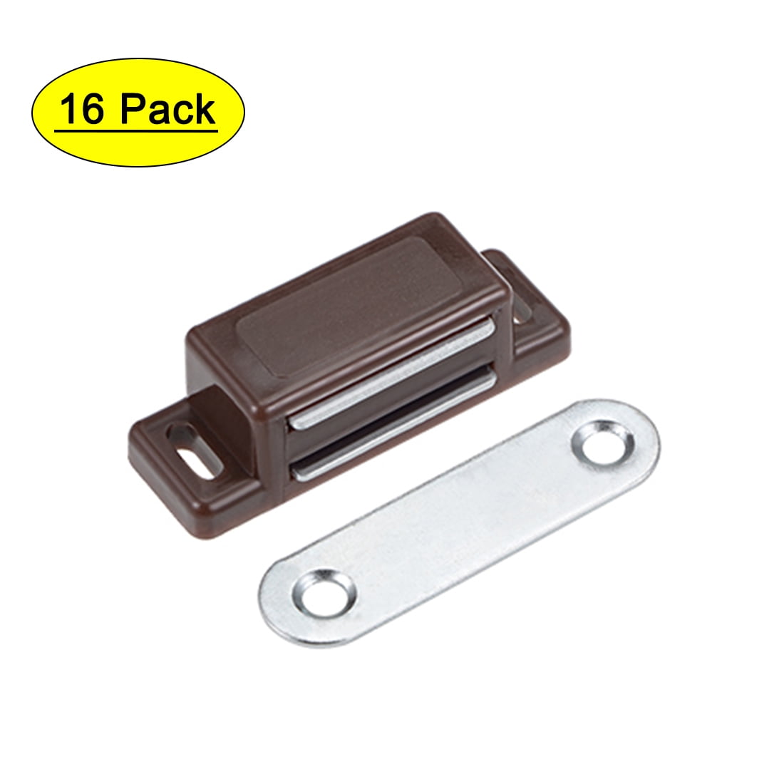 Uxcell Magnetic Latch Catch with Strike Plate Plastic Brown 16 Pack