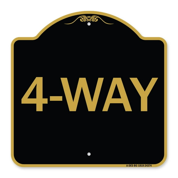 SignMission A-DES-BG-1818-24374 18 x 18 in. Designer Series Sign - 4-Way, Black & Gold