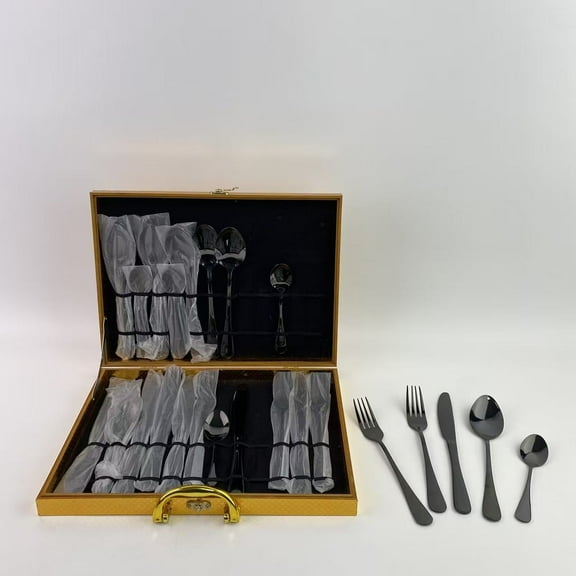 Fincupia Flatware, namely, forks, knives, and spoons,Black Flatware Utensil Set, Include Knife/Spoon/Fork, Mirror Polished, Dishwasher Safe