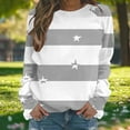 thumbnail image 4 of YUGYXL Women’s Striped Star Sweatshirt Long Sleeve Crewneck Casual Pullover Tops Fall Winter Shirt Gray S, 4 of 7