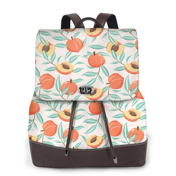 Fotbe Peach Mochila Bolso con Estampado para Mujer, Mochila Antirrobo de Nylon Impermeable, Bolsa Ligera de Hombro