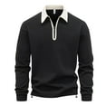 thumbnail image 3 of RongHuan Mens Big and Tall Lapel Shirts Long Sleeve Pullover Sweatshirts Contrast Collar Button Up Golf Shirt, 3 of 9