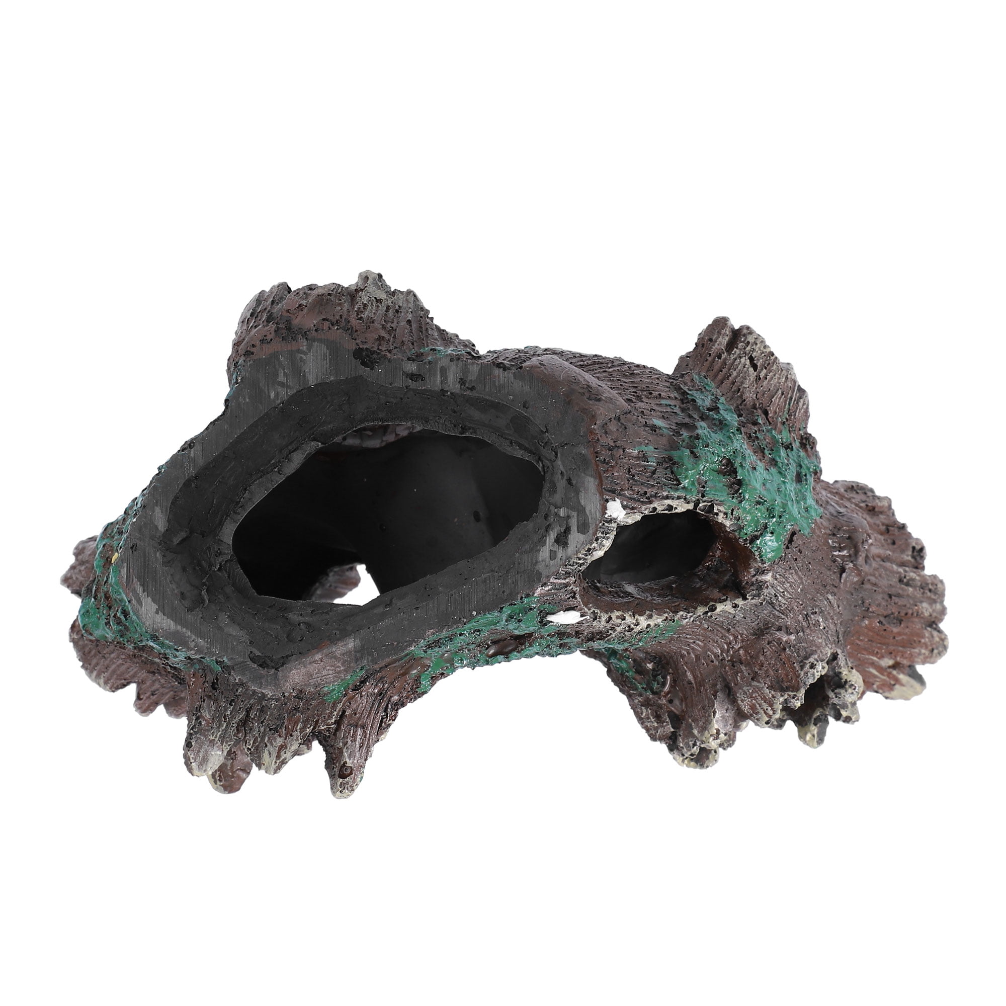 Aquarium Decorations Hollow Tree Trunk Ornament Resin Fish Accessories Brown Green 5.51" Length