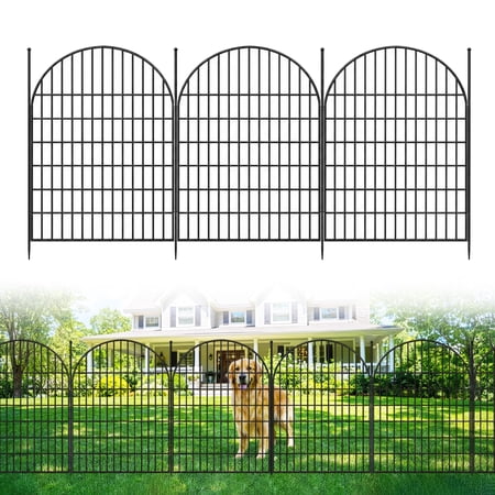 Metal Garden Fence 40" x 23.6ft 10-Pack, No Dig Decorative Outdoor Border Panels, Animal Barrier for Yard Patio, Black