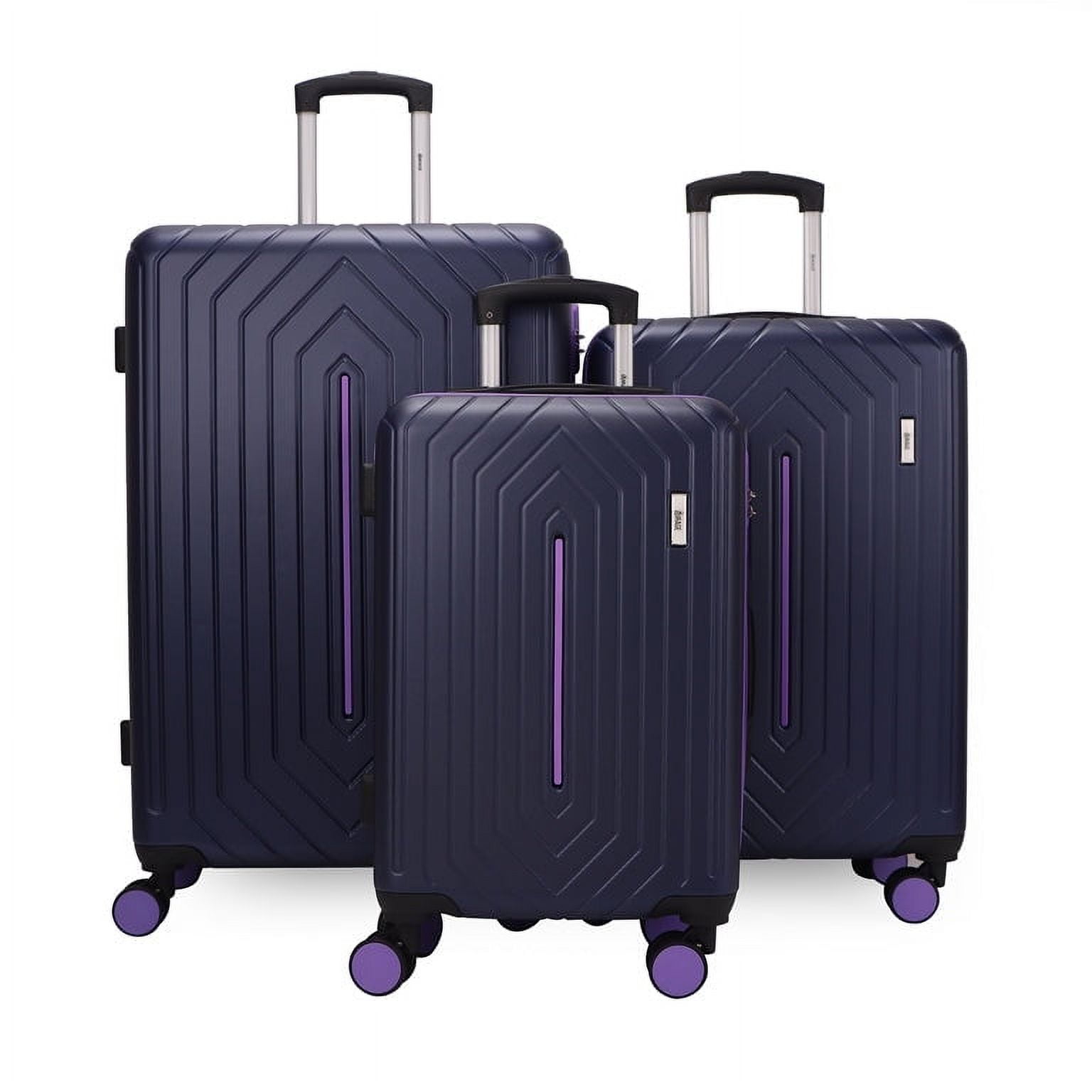 Mona ABS Hard shell Lightweight 360 Dual Spinning Wheels Combo Lock 28" 24", 20" 3 Piece Luggage Set / Indigo & Red