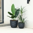 thumbnail image 4 of LuxenHome 17.4-Inch Round Waves MgO Planter, Black, 4 of 8