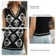 thumbnail image 1 of Top Sin Mangas Con Cuello En V, Chaleco De Suéter De Mujer Amigable Con La Piel A Cuadros De Diamantes A La Moda Para El Club Para Ir De Compras ANGGREK Negro S, 1 of 8