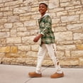 thumbnail image 5 of Carhartt Boys' Hooded Flannel Button-Front Long Sleeve Shirt (Mountain View Green Plaid, X-Large, XL, 18/20), 5 of 5