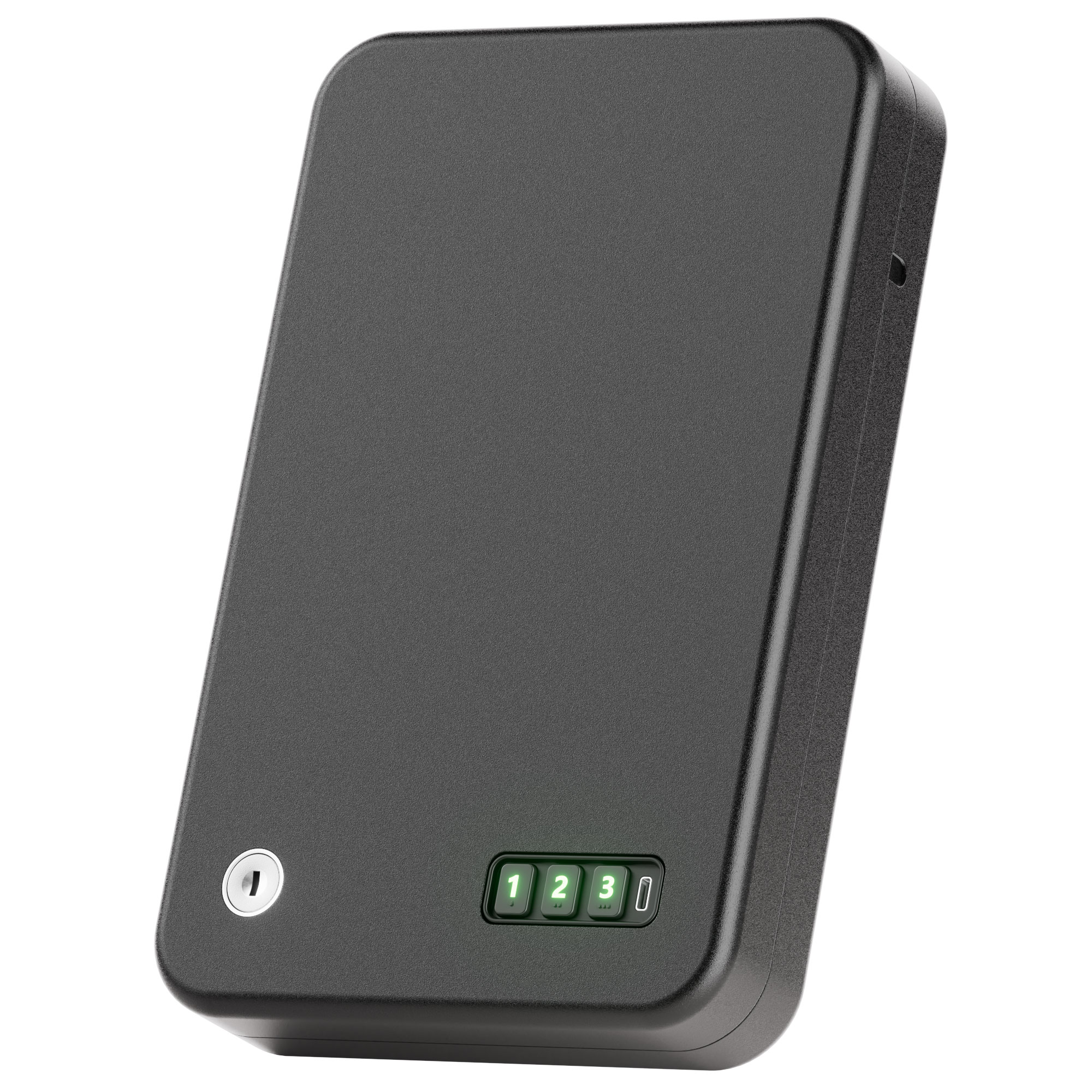 Portable Biometric Security Safe – Compact Electronic Lock Box with Key Access & Silent Mode, Small Travel Safe for Car, Office, or Dorm Valuables