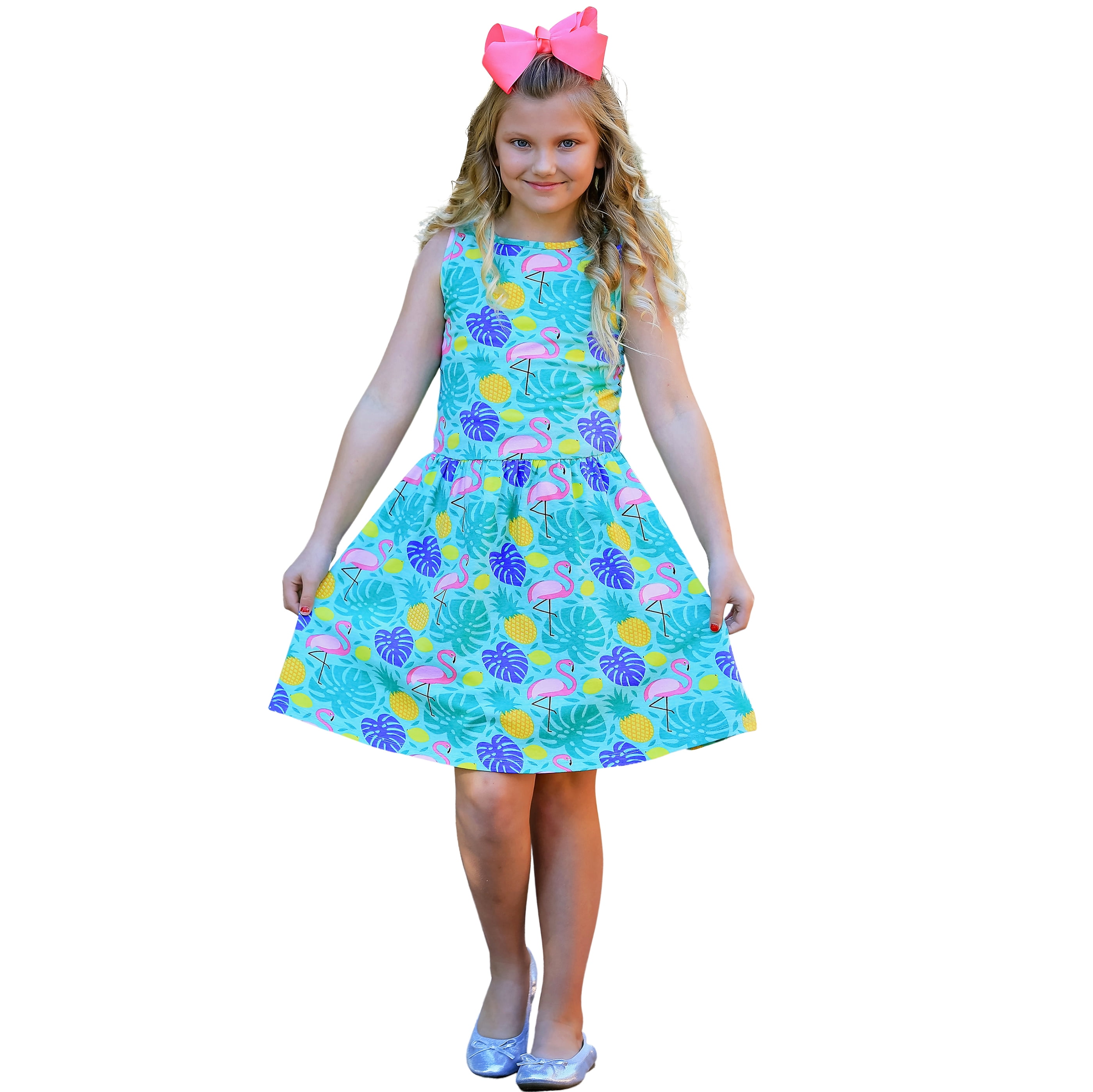 tropical print swing dress