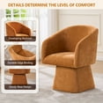 thumbnail image 3 of ENYLAY Swivel Modern Accent Chair,Luxury Fabric Upholstered Makeup Chair Comfy Barrel Chair with No Wheels,360°Rotating Vanity Armchair for Living Room Bedroom Office (Orange, Set of 1), 3 of 10