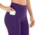 thumbnail image 6 of CFLVAEK Women's Plus Size Yoga Pants Flare Leggings with Pockets High Waisted Tummy Control Workout Pant for Gym Fitness Purple M, 6 of 6