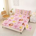 thumbnail image 2 of Manfei Softball Ball Games Queen Sheets,Pink Bows Pattern Queen Sheet Sets,4pcs,1 Flat Sheet,1 Fitted Sheet and 2 Pillowcases, 2 of 6