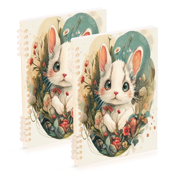 Notebook 8.3x5.7x0.4 Inch One Sizex1 Journey Note Diary Hardcover Notebook 60 Pages,80g Paper Writing Smooth and Not Easy to Break Flowers and Cartoon Rabbit