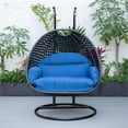thumbnail image 5 of LeisureMod Mendoza Charcoal Wicker Patio Double Swing Chair in Blue, 5 of 11