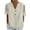 Khaki #089, variant on Cotton Linen Shirts for Women Cold Shoulder Knot Short Sleeve V Neck Tops Button Trendy Business Work Blouses Light Blue M