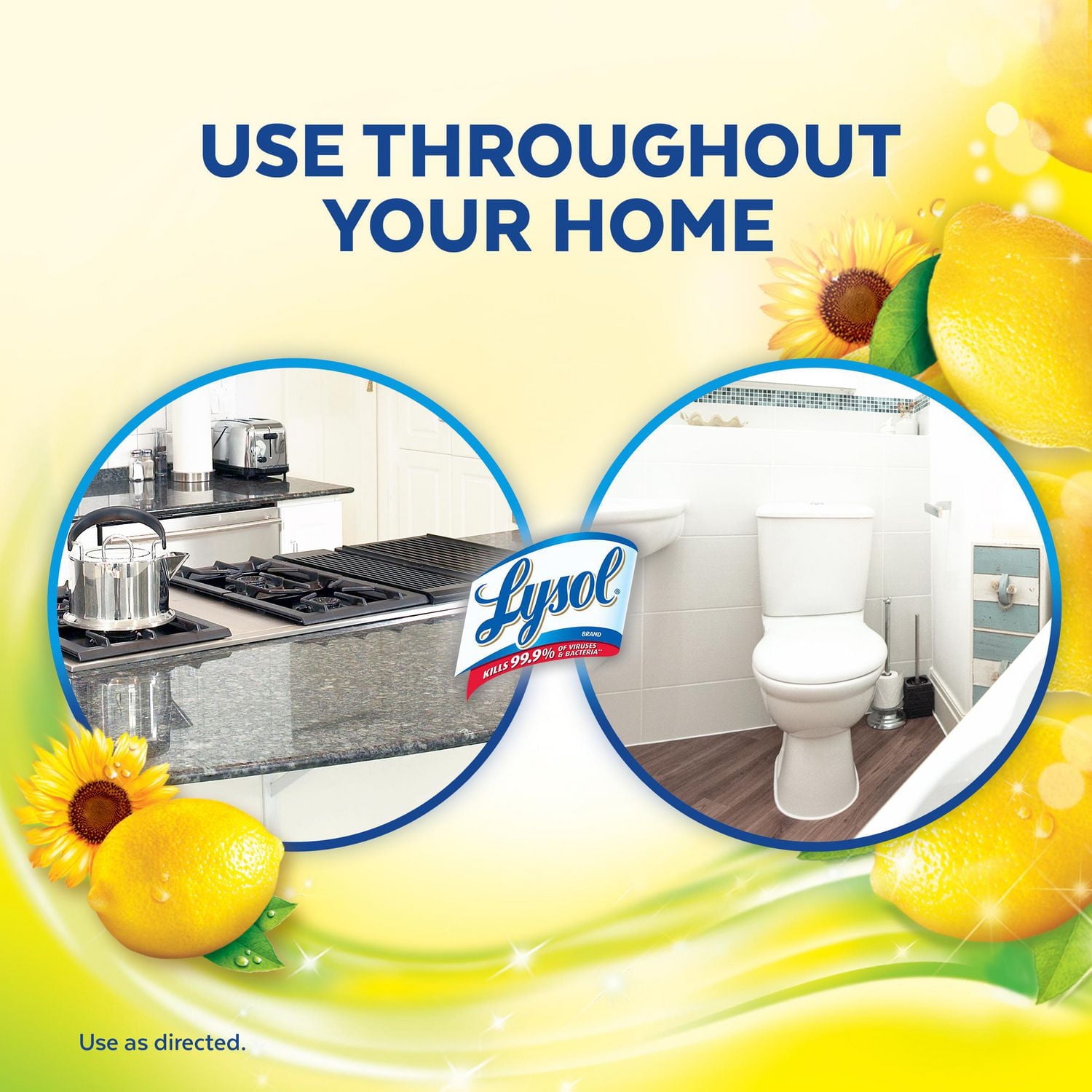 Lysol All Purpose Cleaner, Pour, Sparkling Lemon & Sunflower Essence, Multi Surface Cleaner, 4.26 L