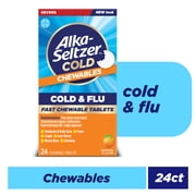 Alka-Seltzer Cold, Cold & Flu Sev Fast Chewable Tabs, No Water Needed, Orange, 24 Count
