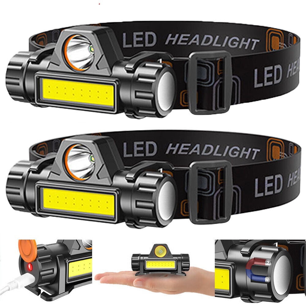 Zengest 2 Pack Headlamp Rechargeable, Super Bright High Lumen LED Headlamps  , Adjustable, Waterproof Headlight 