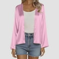 thumbnail image 6 of yoeyez Women Silk Satin Cardigan Lightweight Open Front Drape Cover Up Casual Soft Comfy Cropped Shrugs Cardigans Pink,S, 6 of 7