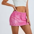 thumbnail image 3 of KHONTS Women's Sequin Skirt Sparkly Elastic Waist Glitter Metallic Fall Outfits Dacne for Cold Weather Pink M, 3 of 8