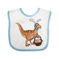 Inktastic Easter Velociraptor with Bunny Ears Boys or Girls Baby Bib