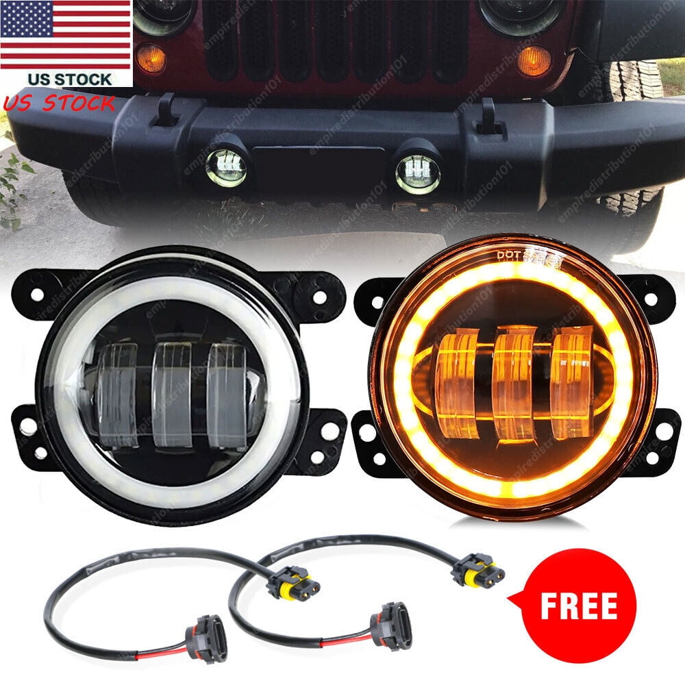 Pair 4 Inch LED Fog Lights Front Bumper Driving Lamps for Jeep Wrangler JK JL JT