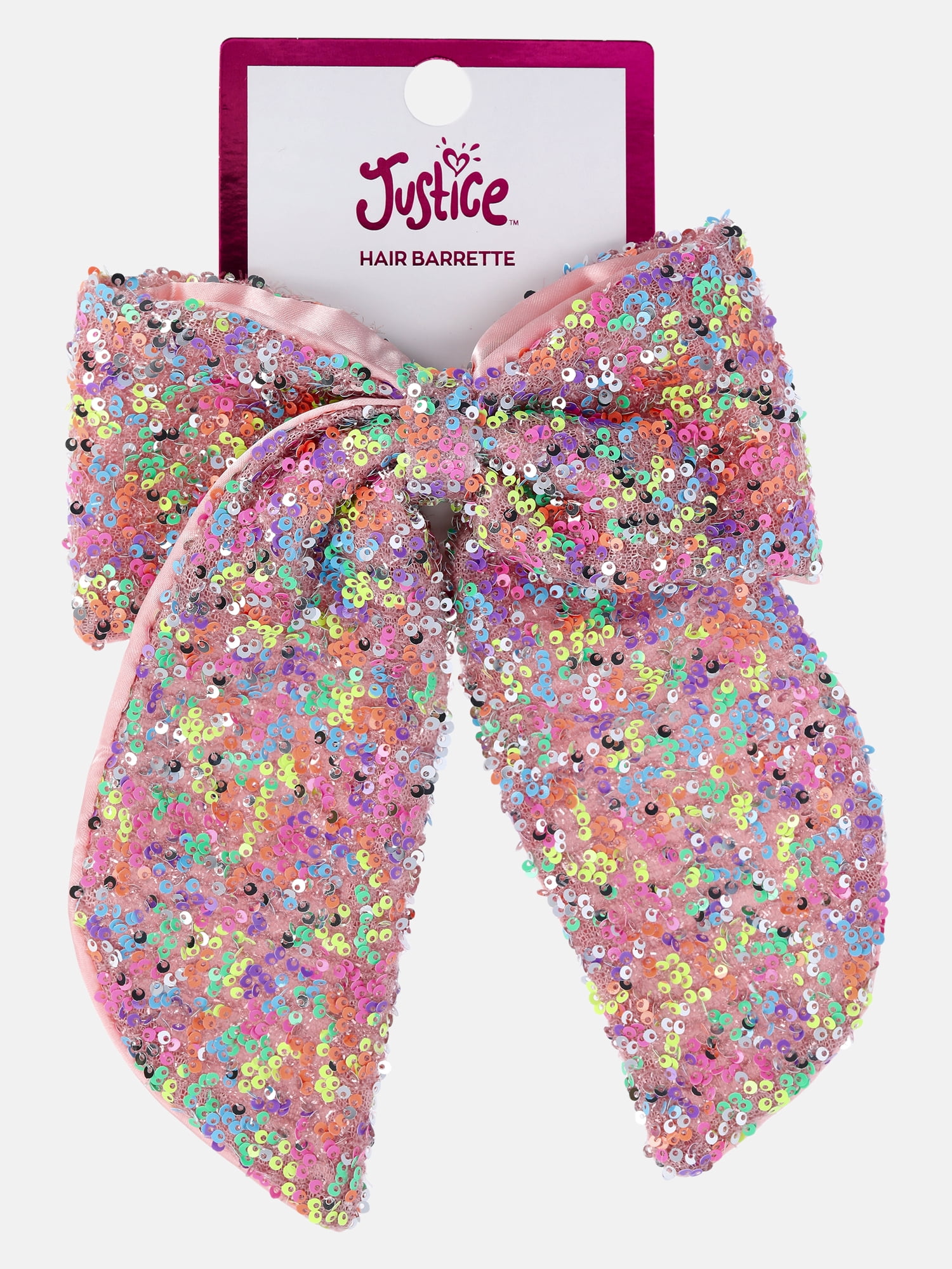 Justice Girls Sequin Bow Barrette Clip, Multi-Color