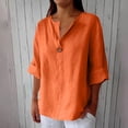 thumbnail image 2 of Blouses for Women Button Front Linen Style Loose Fit Three Season Daily Casual Short Sleeve Top Womens Tops, 2 of 6