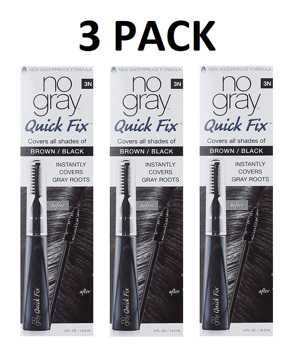 [3 PACK] NO GRAY Quick Fix Hair Color [3N BROWN/BLACK] Waterproof Roots