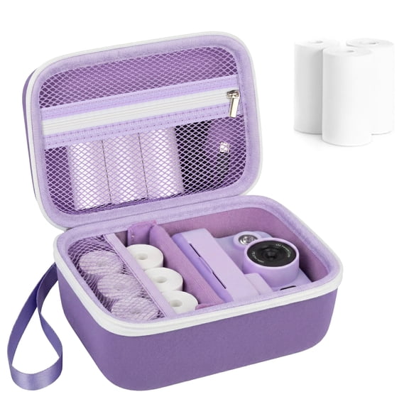 Kids Instant Print Camera Case  for DUDUDRAGON Digital Cameras with 3 Rolls Paper Refill, Toddler Cameras Storage Bag (Box Only) Purple