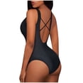 thumbnail image 3 of Bathing Suit For Women- "Women's Chic Neck Swimsuit Color Straps Open Back Triangle Design", Bikini Femme, 3 of 5