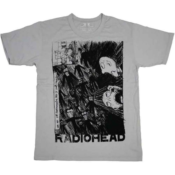 Radiohead Scribble Slim Fit Men's T-Shirt Gray Small