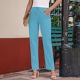 thumbnail image 2 of Laqbezok Women's Cotton Linen Pants, High Waist Drawstring Casual Loose Trousers with Pockets for Summer Beach Travel Vacation, 2 of 7