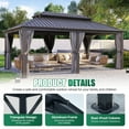 thumbnail image 7 of Clouddwell 12' x 20' Gazebo for Patio, Gazebo Pergola with Sloped Roof, Large Wall-Mounted Heavy Duty Awnings, for Deck, Patio and Backyard,Gray, 7 of 7