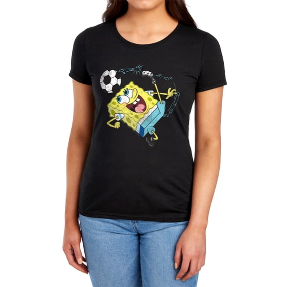 Spongebob Squarepants Soccer Kick Women's T Shirt, Black, Small