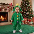 thumbnail image 2 of Guvpev T'oddler Christmas Tree Costume, Unisex B'aby Christmas Holiday Outfit, Colorful Bobbles Hooded Long Sleeve Romper Jumpsuit, Zipper Front, Loose Legs, Funny Xmas Clothes, 2 of 8
