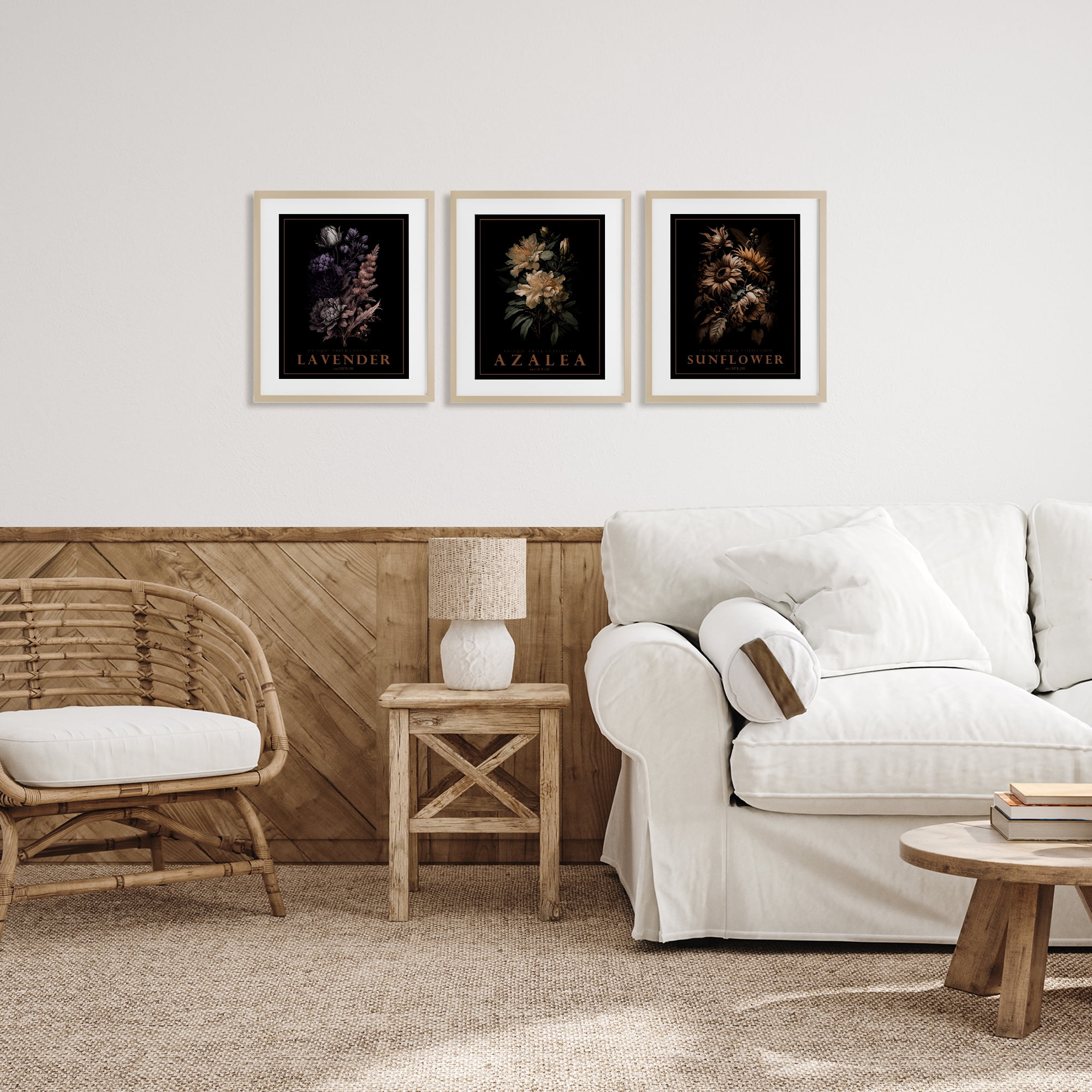 Stupell Industries Antique Botanical Herb Bushels 3 Piece Birch Framed Print Under Glass Set, design by Christopher Giampietro