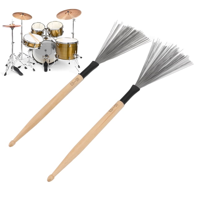 2PCS Dual Purpose Drum Brush Maple Drum Stick - Compact and Portable for Jazz Drum Set, Beginner Practice