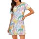 thumbnail image 1 of Fotbe Zebra Colourful Bata de Dormir para Mujer con Estampado, Camisón de Algodón de Manga Corta, Ropa de Dormir Casual, 1 of 6