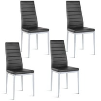 Costway Set of 4 PU Leather Dining Side Chairs Elegant Design Home Furniture Black Contemporary